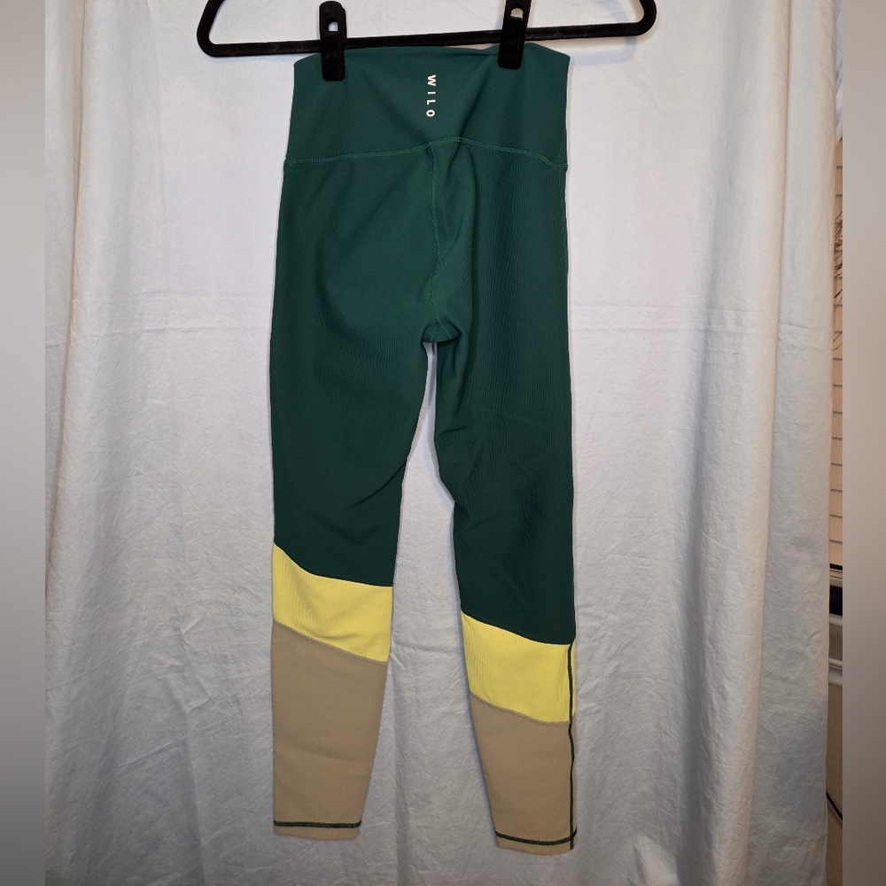 Wilo The Label 7/8 Color Block HR Leggings in Green/Yellow/Gray - Size S